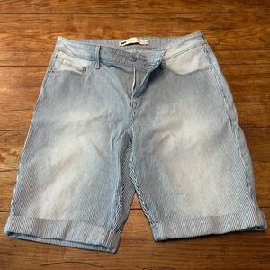 Levi’s Railroad Conductor Stripe Coastal  Denim Bermuda Shorts